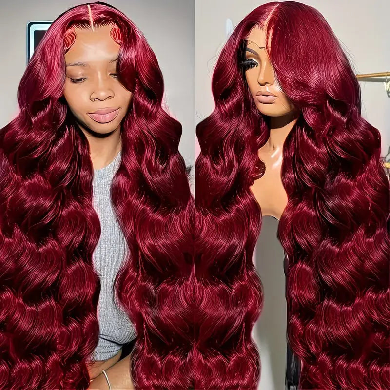 Vibrant Burgundy 13x4 HD Lace Frontal Body Wave Human Hair Wig - Wigfluence