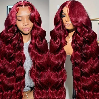 Vibrant Burgundy 13x4 HD Lace Frontal Body Wave Human Hair Wig - Wigfluence
