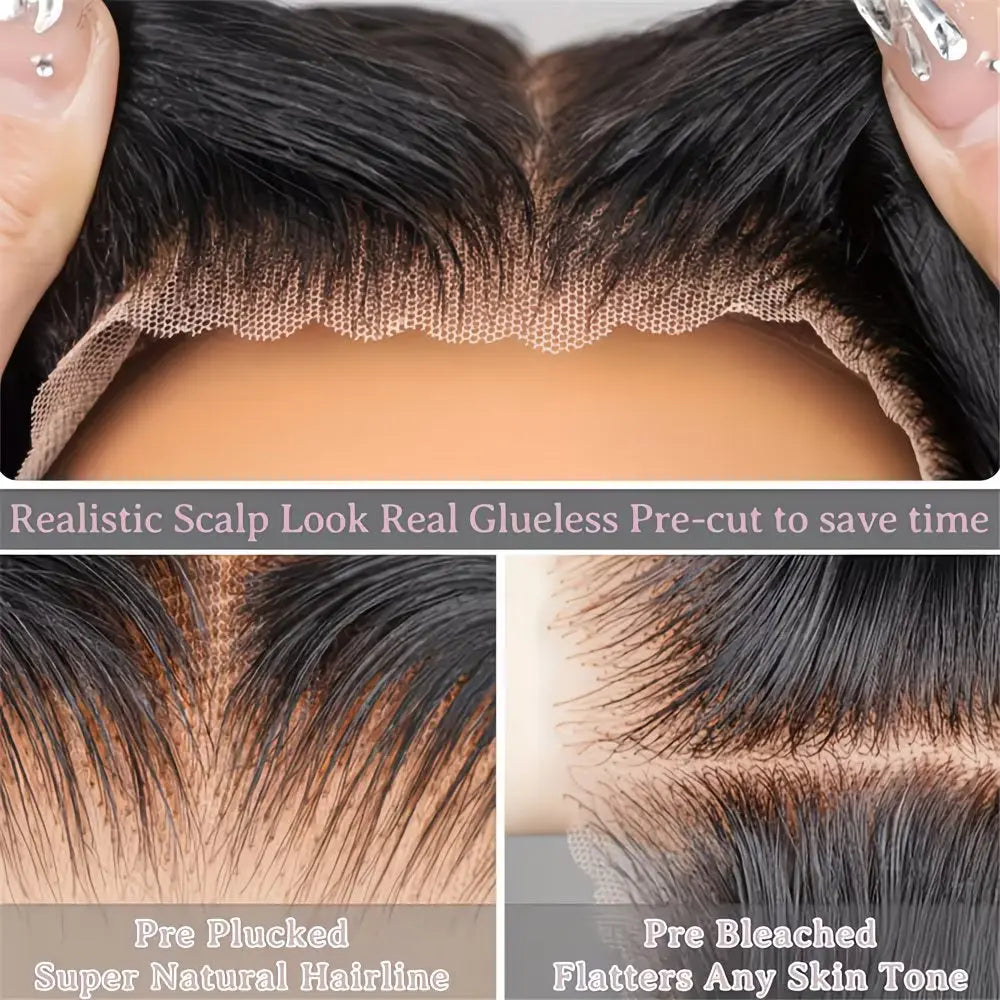 14-24 Inch Glueless Pre-Cut Human Hair Wigs - 180 Density Straight Wigs for Women - Wigfluence