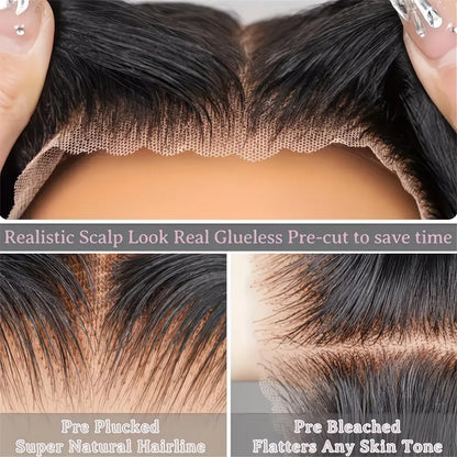 14-24 Inch Glueless Pre-Cut Human Hair Wigs - 180 Density Straight Wigs for Women - Wigfluence