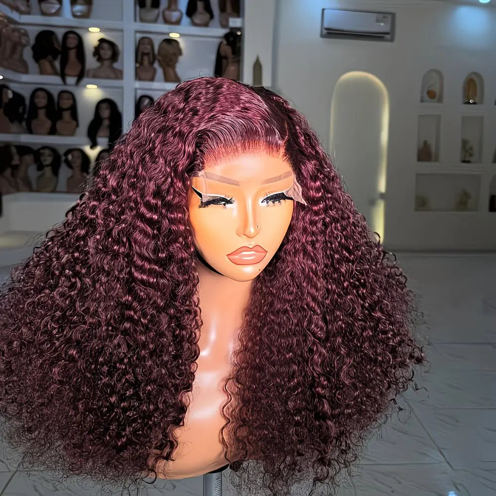 26 Inches Wine Red 13x4 Lace Front Wig - Long, Soft Curls, Heat-Resistant Synthetic Wig for Daily Wear - Wigfluence