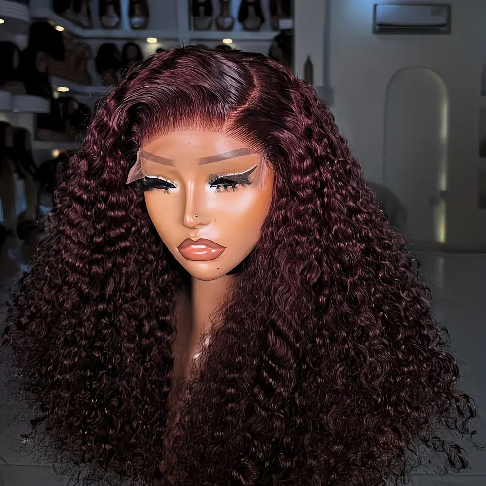 26 Inches Wine Red 13x4 Lace Front Wig - Long, Soft Curls, Heat-Resistant Synthetic Wig for Daily Wear - Wigfluence