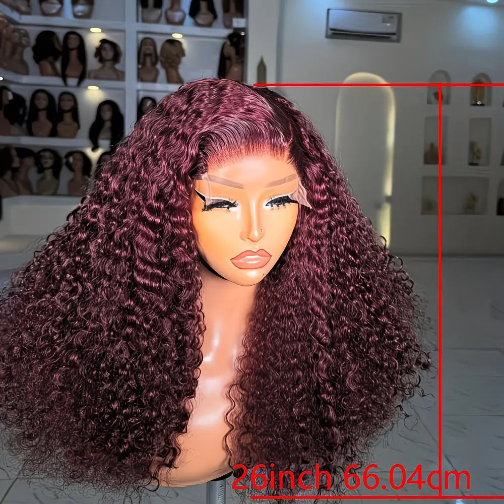 26 Inches Wine Red 13x4 Lace Front Wig - Long, Soft Curls, Heat-Resistant Synthetic Wig for Daily Wear - Wigfluence