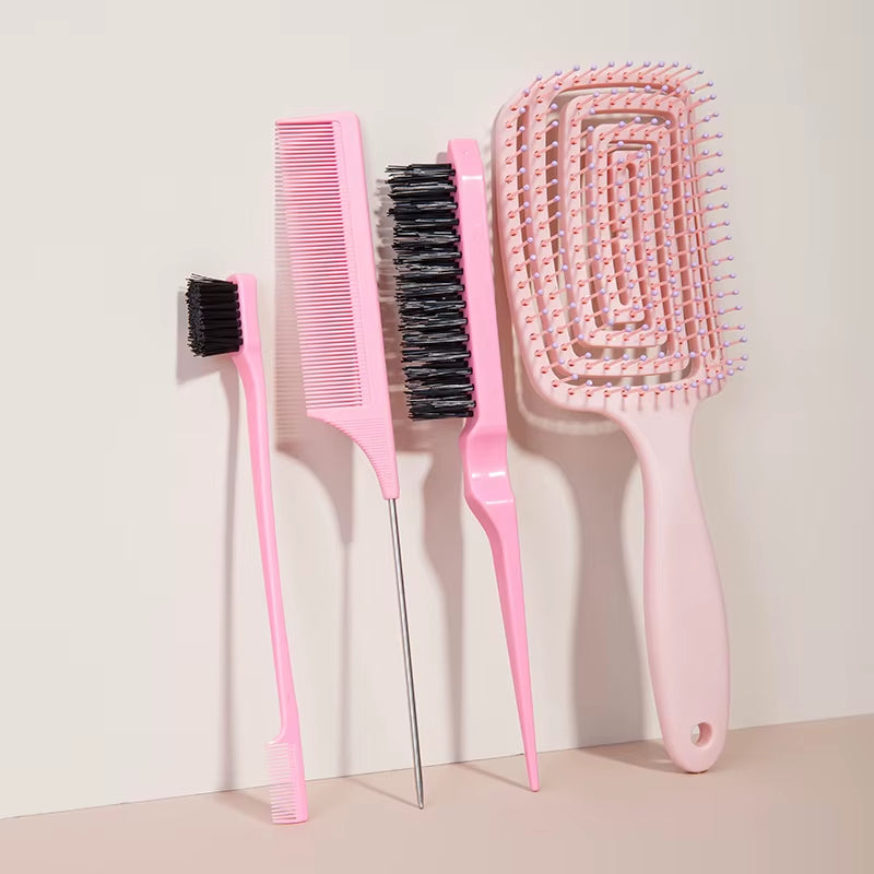 5Pcs Comb Set Relaxing Elastic Massage Comb Hollow Out Hair Brush Scal ...